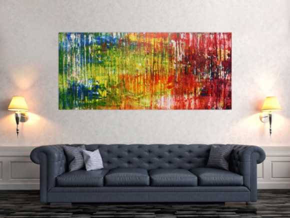 Sehr buntes abstraktes Acrylgemälde modern viele Farben