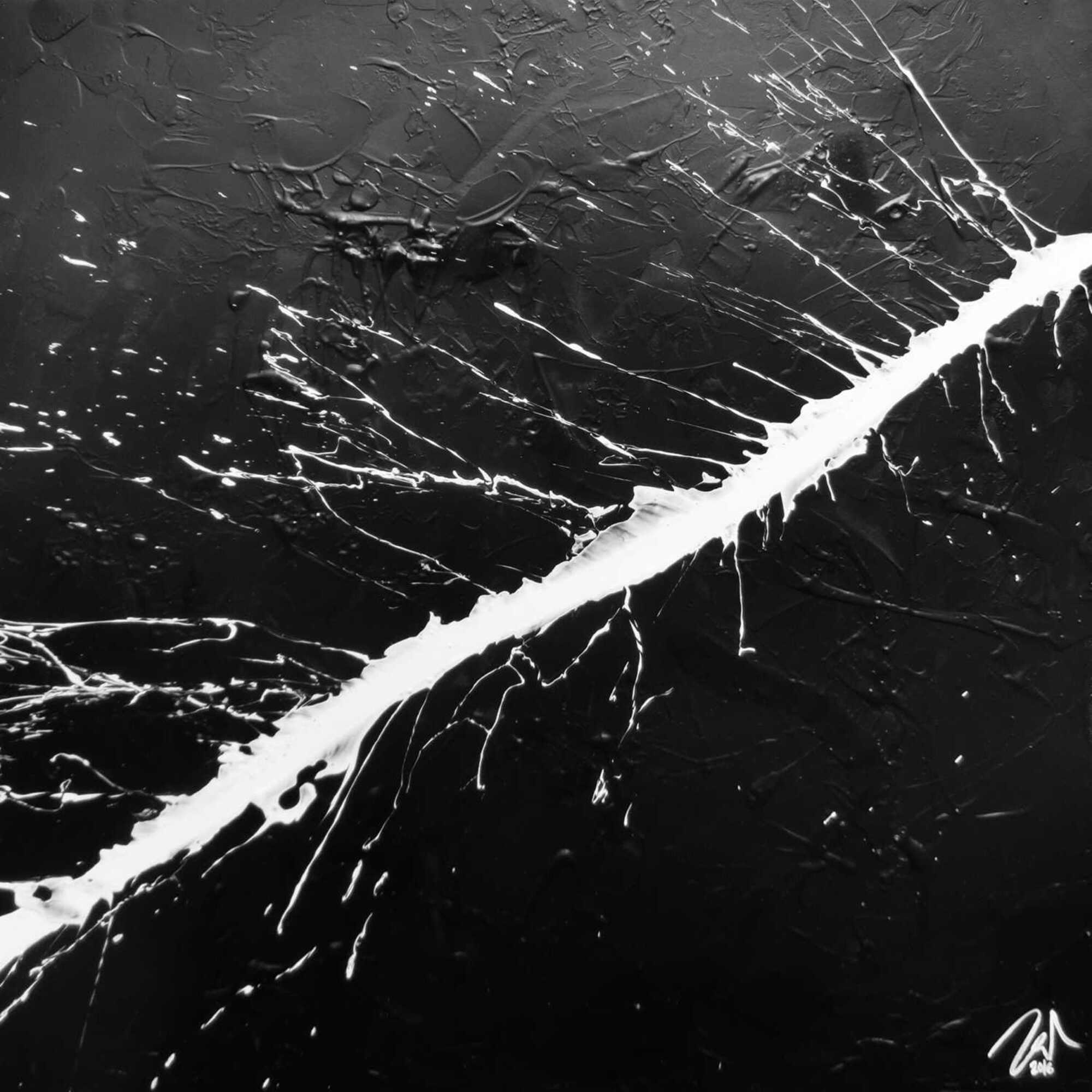 Modernes Acrylbild abstrakt minimalistisch in schwarz weiß