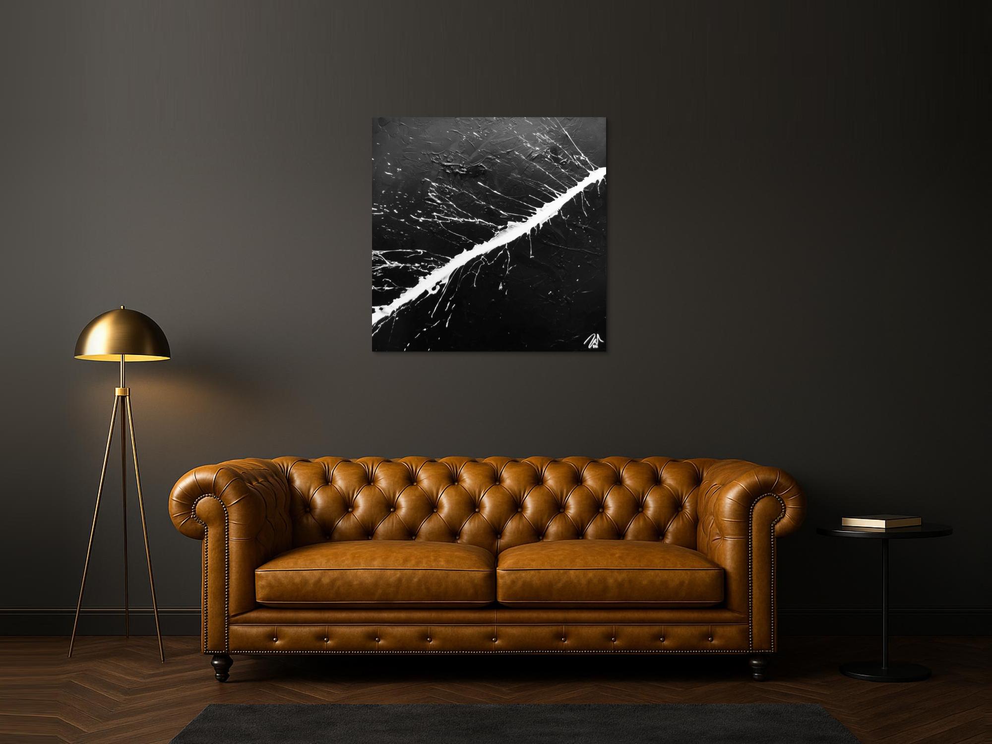 Modernes Acrylbild abstrakt minimalistisch in schwarz weiß