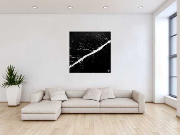 Modernes Acrylbild abstrakt minimalistisch in schwarz weiß