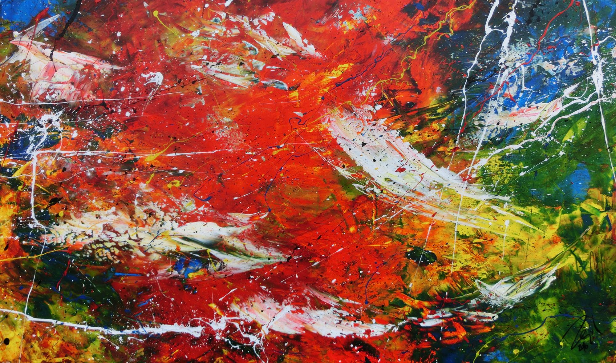 Abstraktes Acrylgemälde bunt und modern