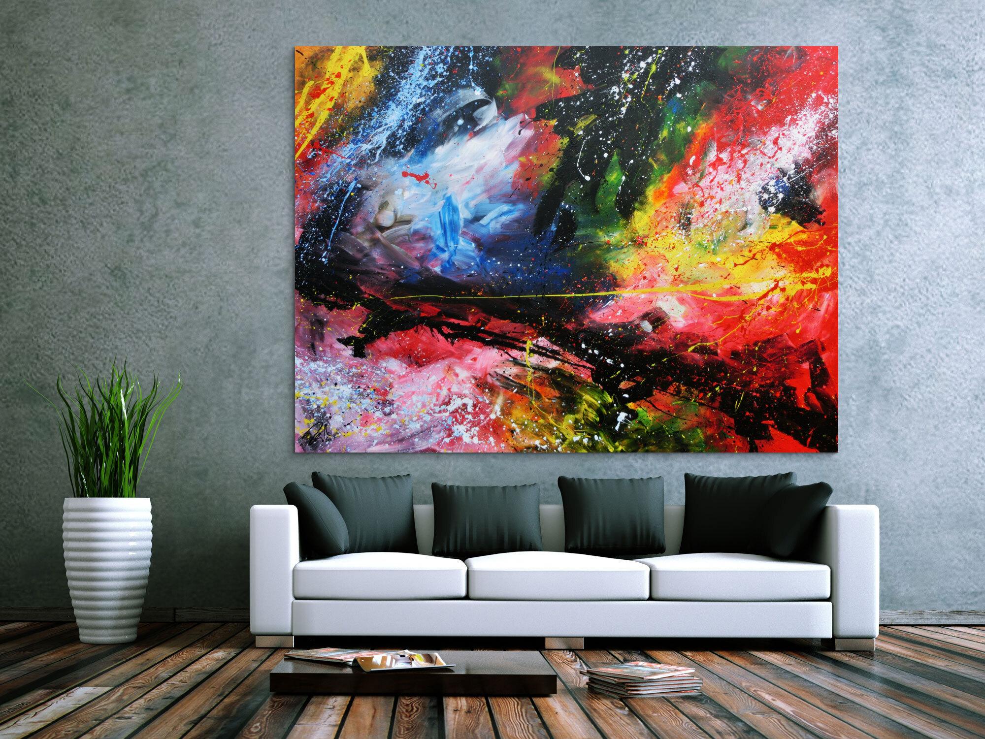 Sehr großes abstraktes Acrylgemälde modern und zeitgenössisch