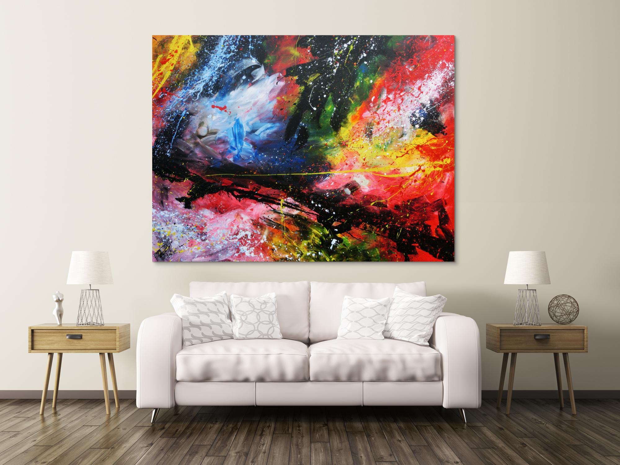 Sehr großes abstraktes Acrylgemälde modern und zeitgenössisch