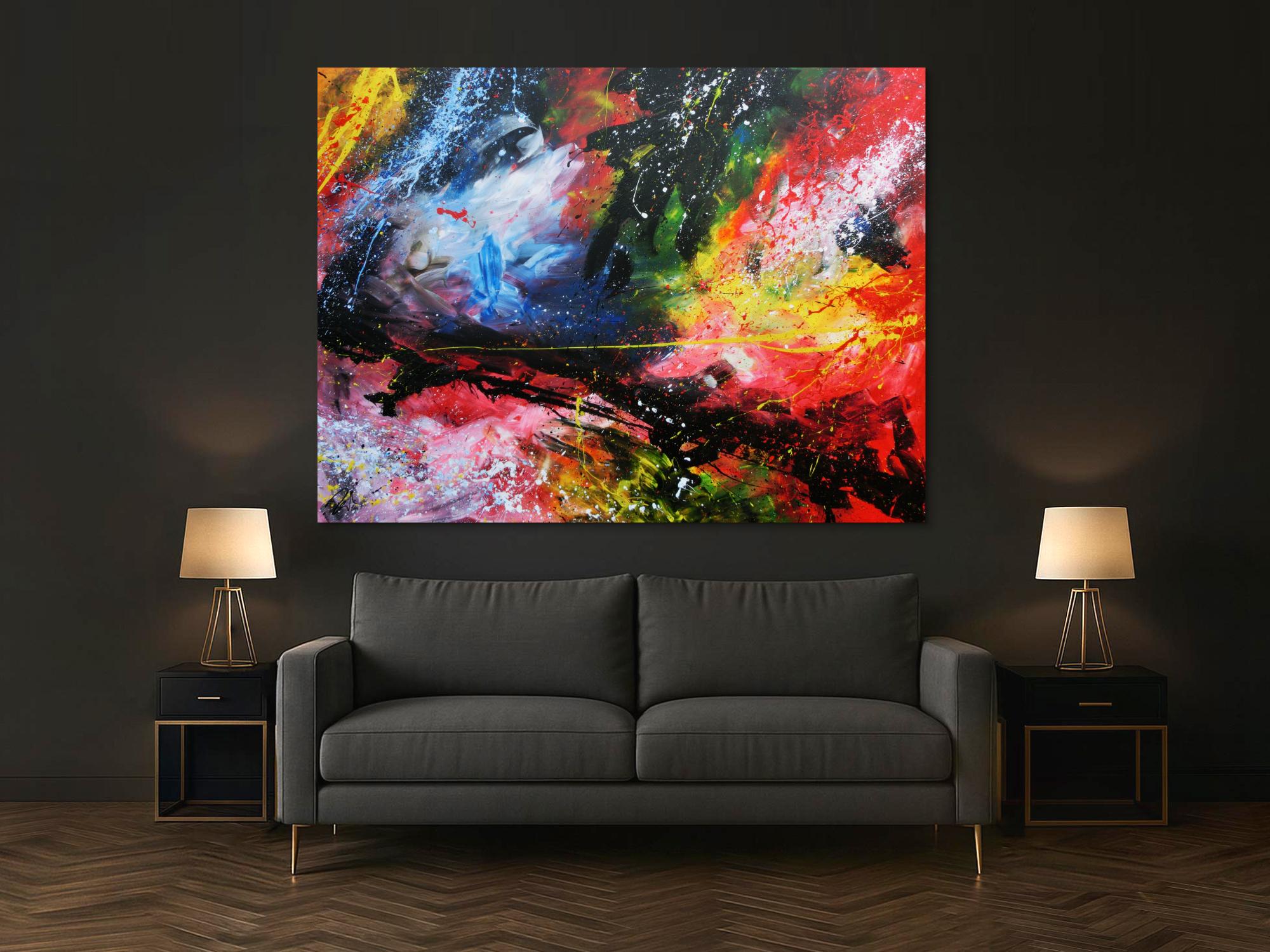 Sehr großes abstraktes Acrylgemälde modern und zeitgenössisch