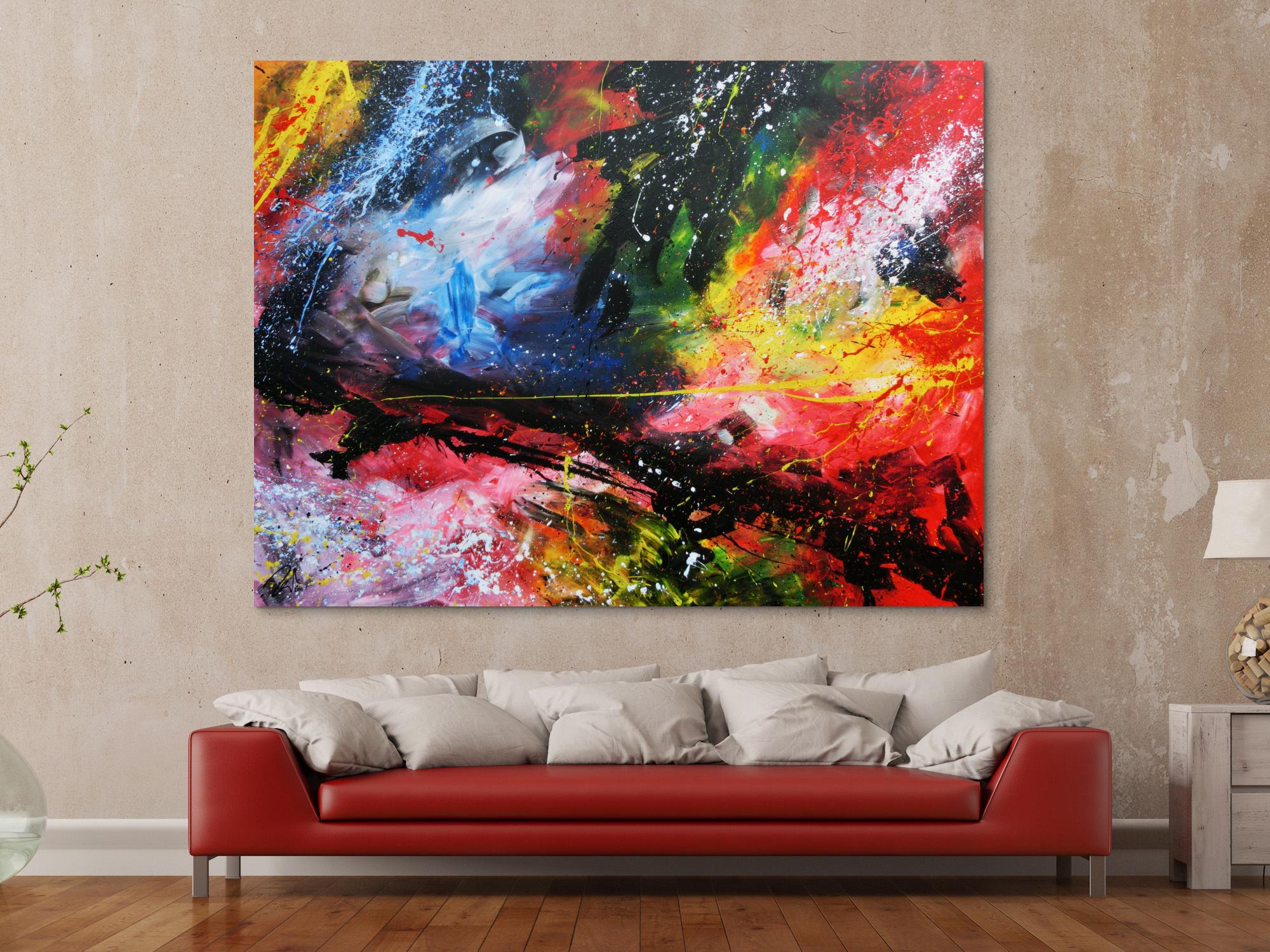 Sehr großes abstraktes Acrylgemälde modern und zeitgenössisch