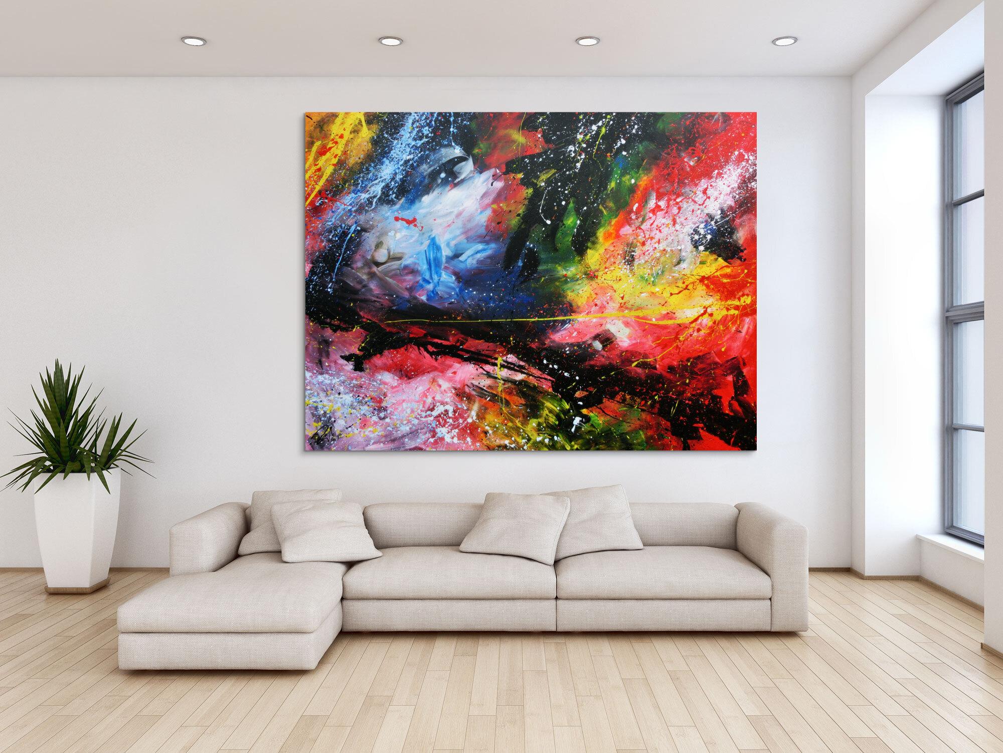 Sehr großes abstraktes Acrylgemälde modern und zeitgenössisch