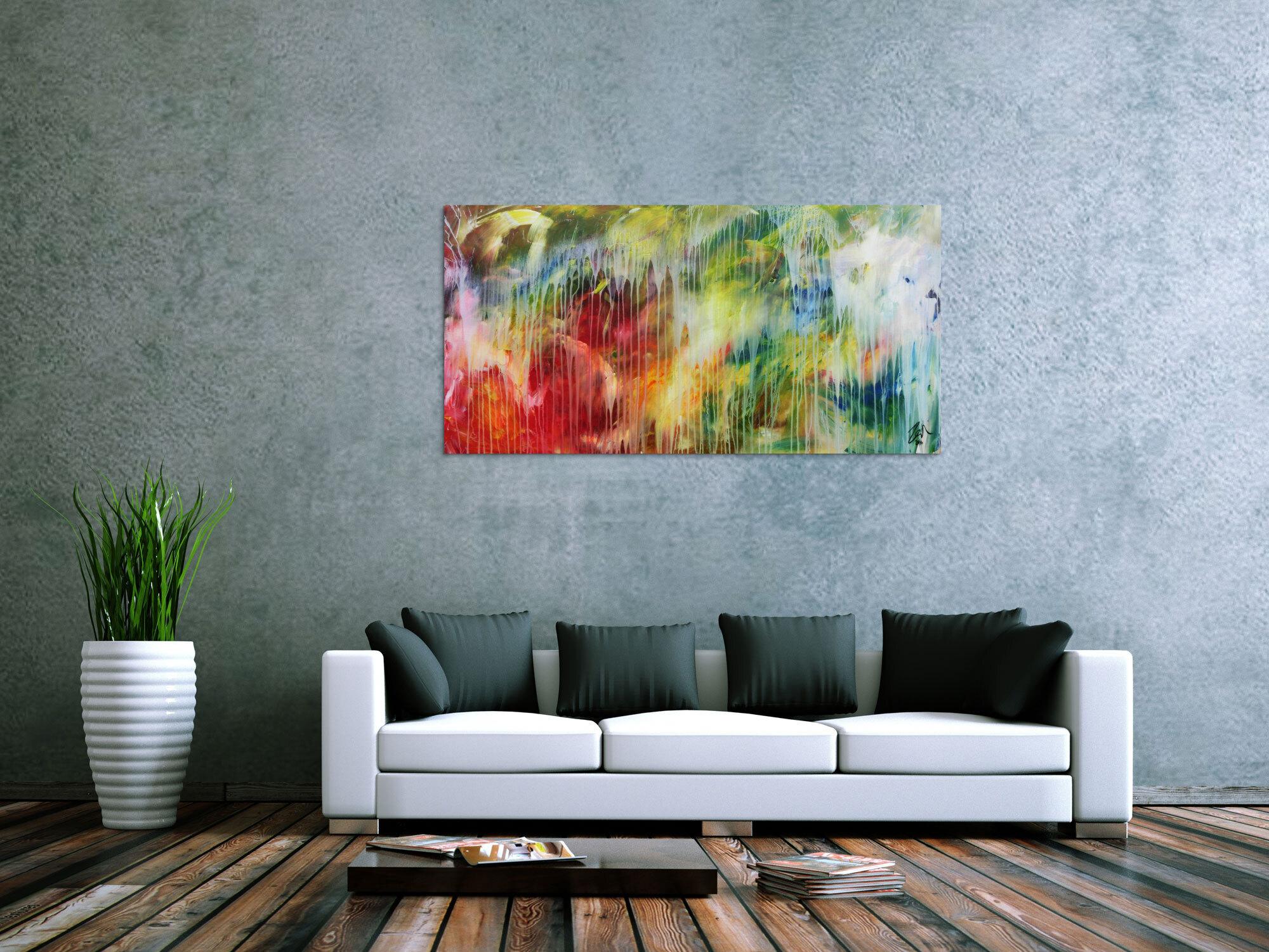 Modernes abstraktes Acrylbild bunt mit hellen Farben
