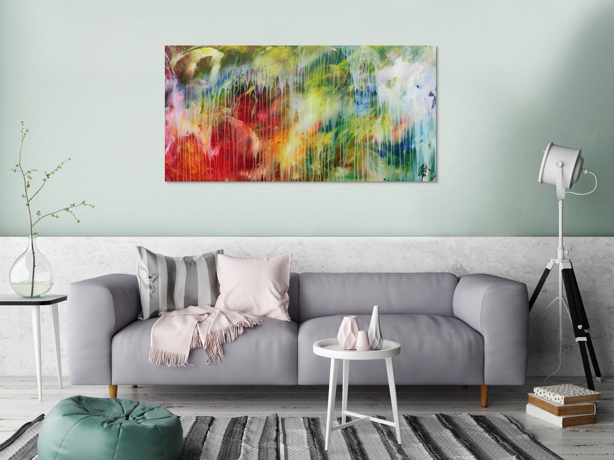 Modernes abstraktes Acrylbild bunt mit hellen Farben