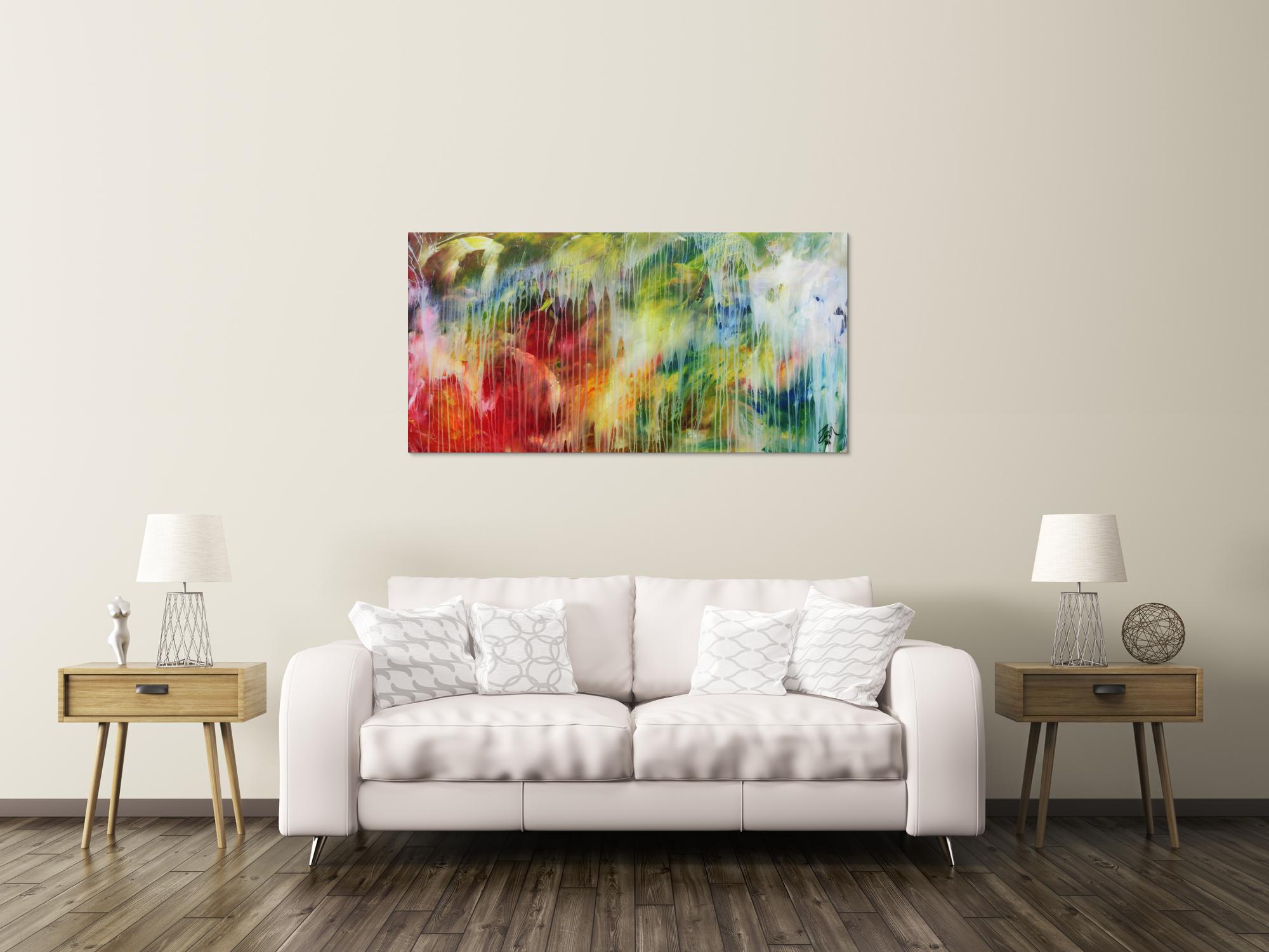 Modernes abstraktes Acrylbild bunt mit hellen Farben