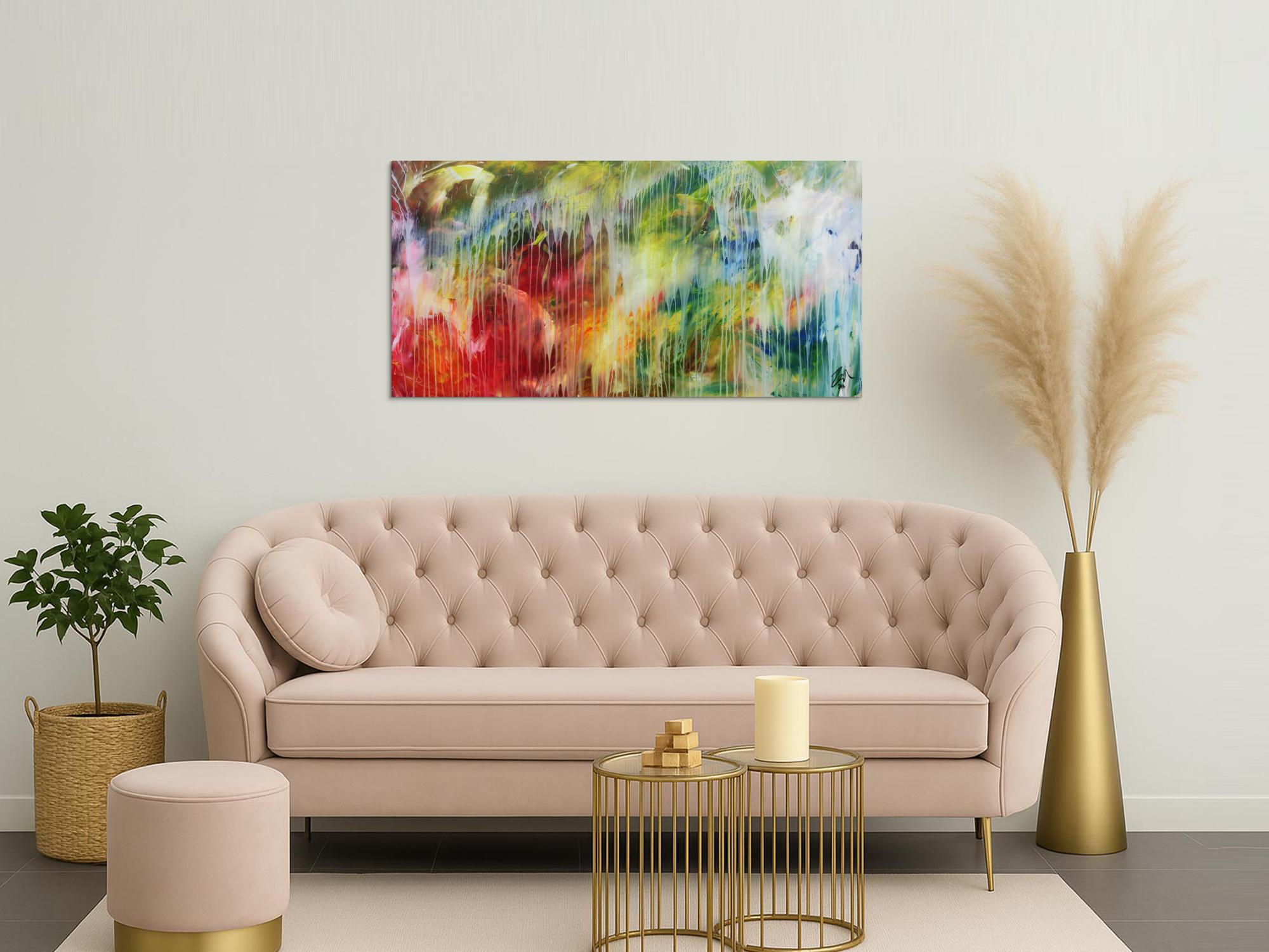 Modernes abstraktes Acrylbild bunt mit hellen Farben