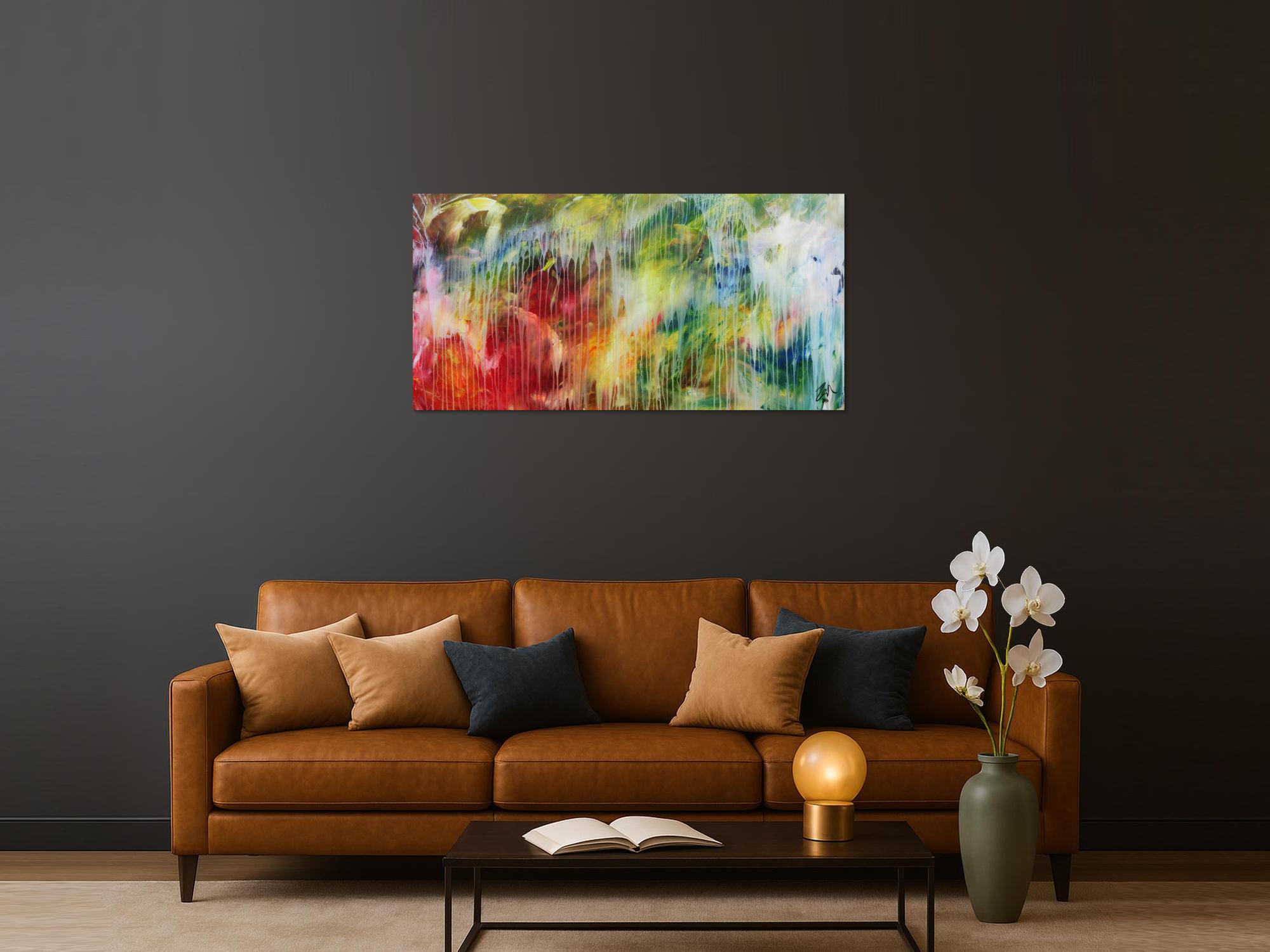 Modernes abstraktes Acrylbild bunt mit hellen Farben