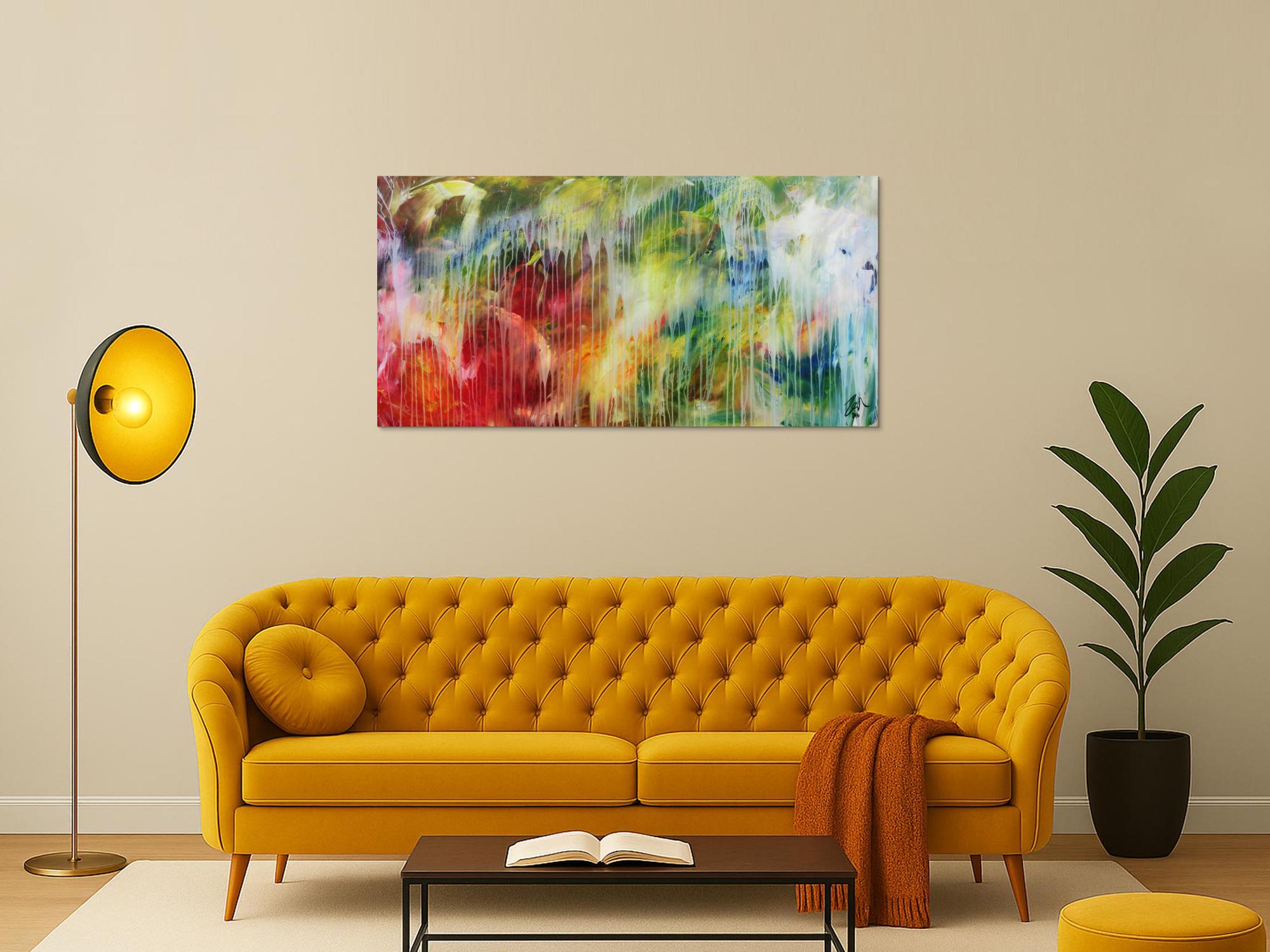 Modernes abstraktes Acrylbild bunt mit hellen Farben