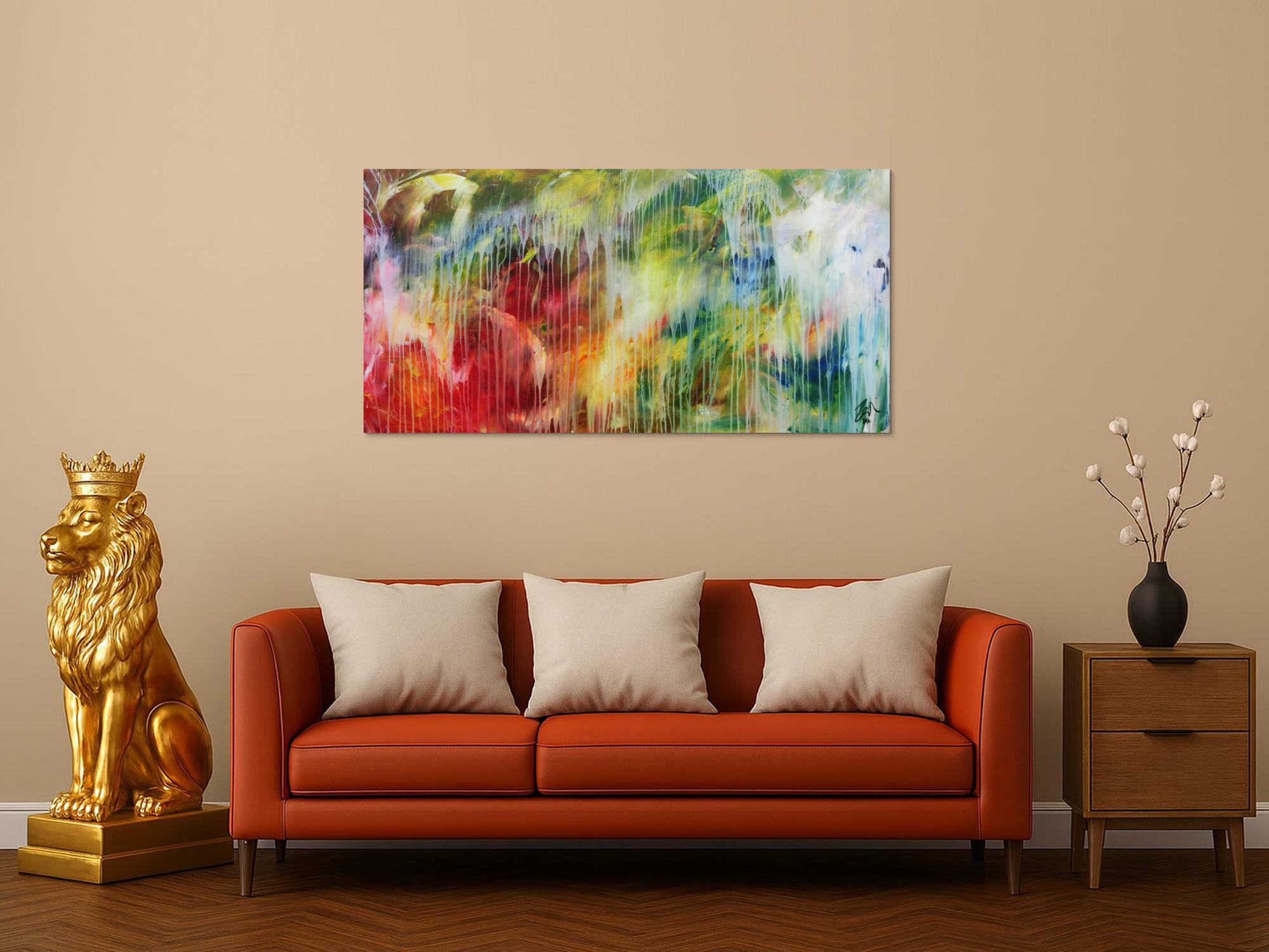 Modernes abstraktes Acrylbild bunt mit hellen Farben