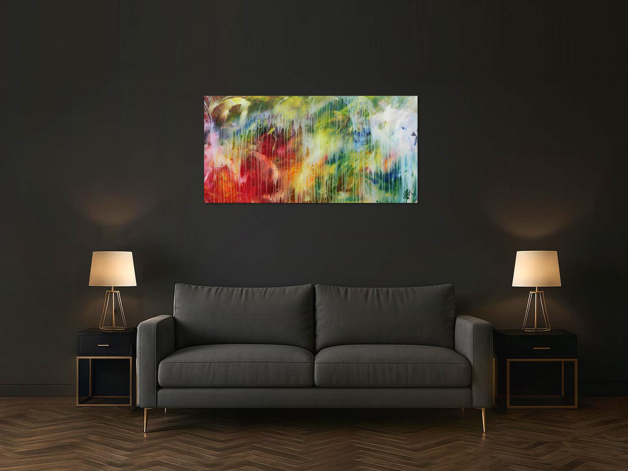 Modernes abstraktes Acrylbild bunt mit hellen Farben