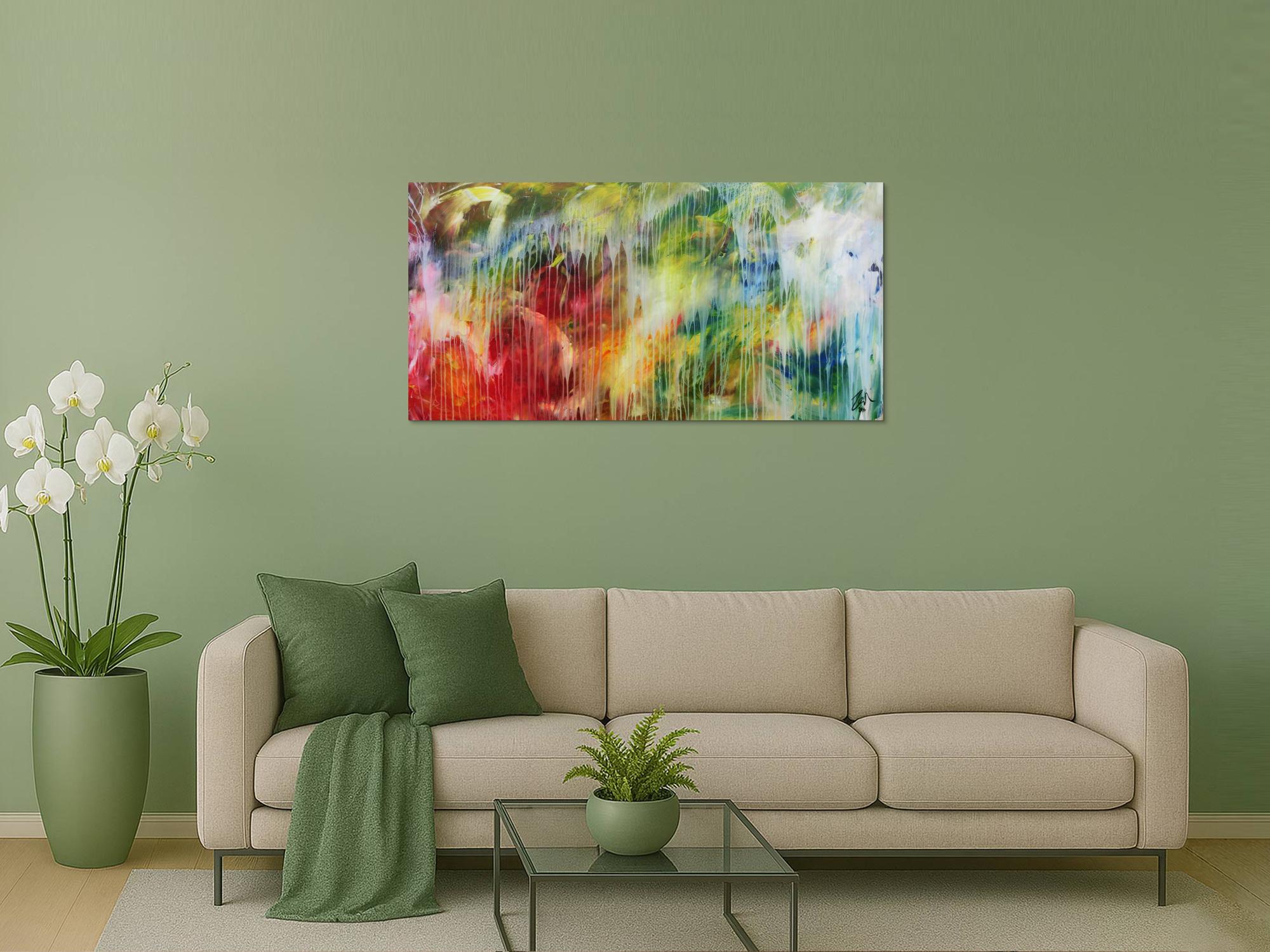 Modernes abstraktes Acrylbild bunt mit hellen Farben