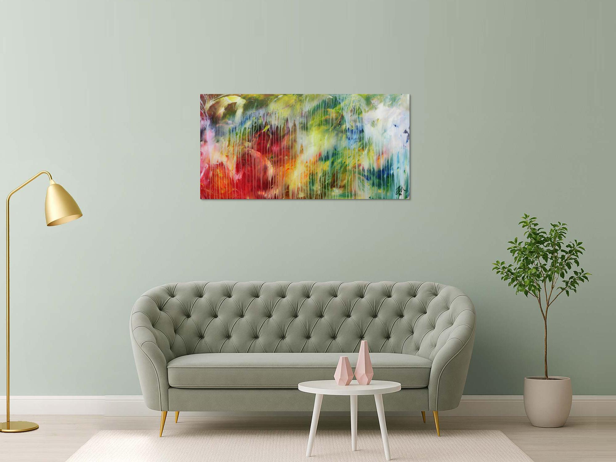 Modernes abstraktes Acrylbild bunt mit hellen Farben