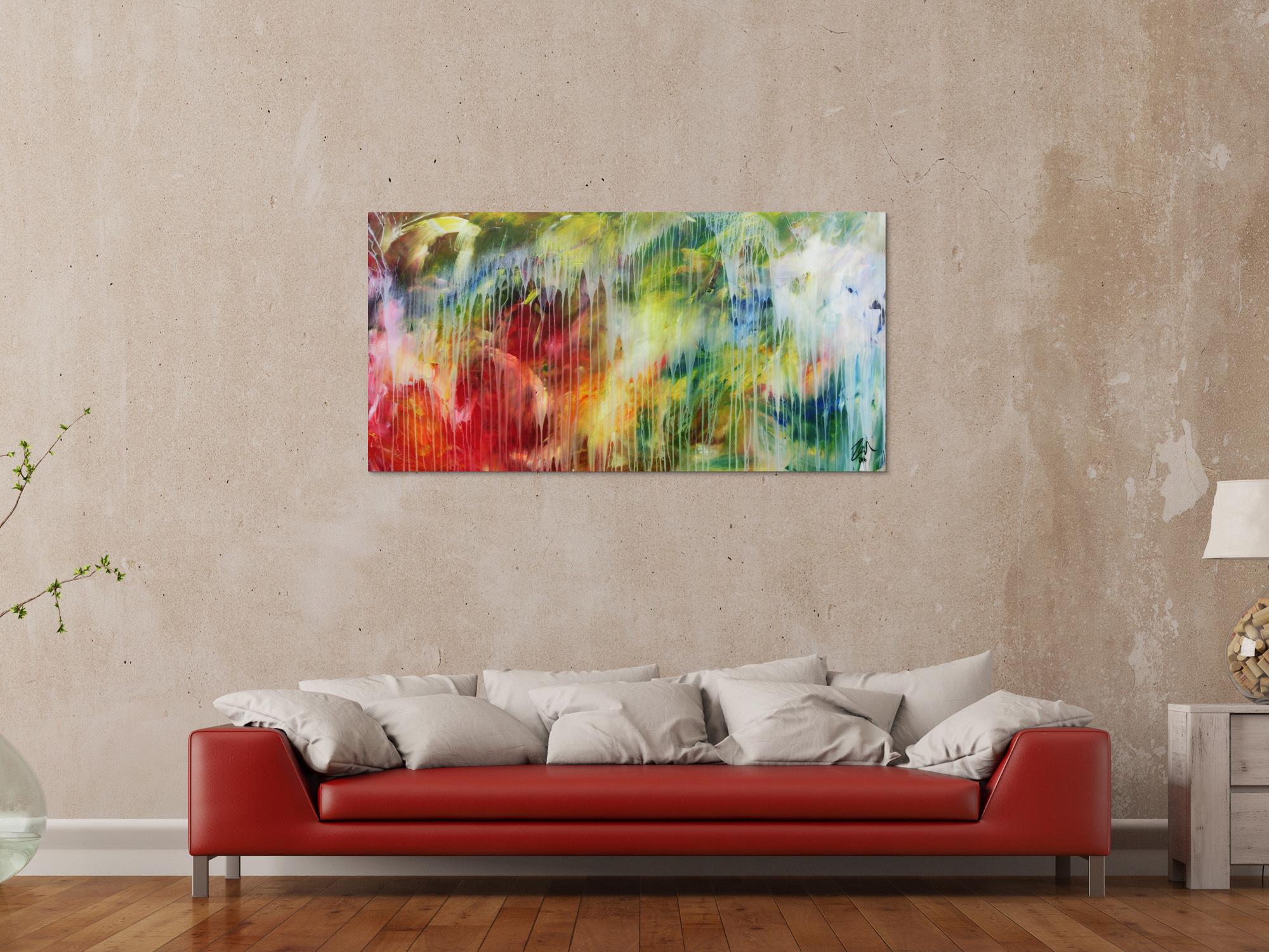 Modernes abstraktes Acrylbild bunt mit hellen Farben