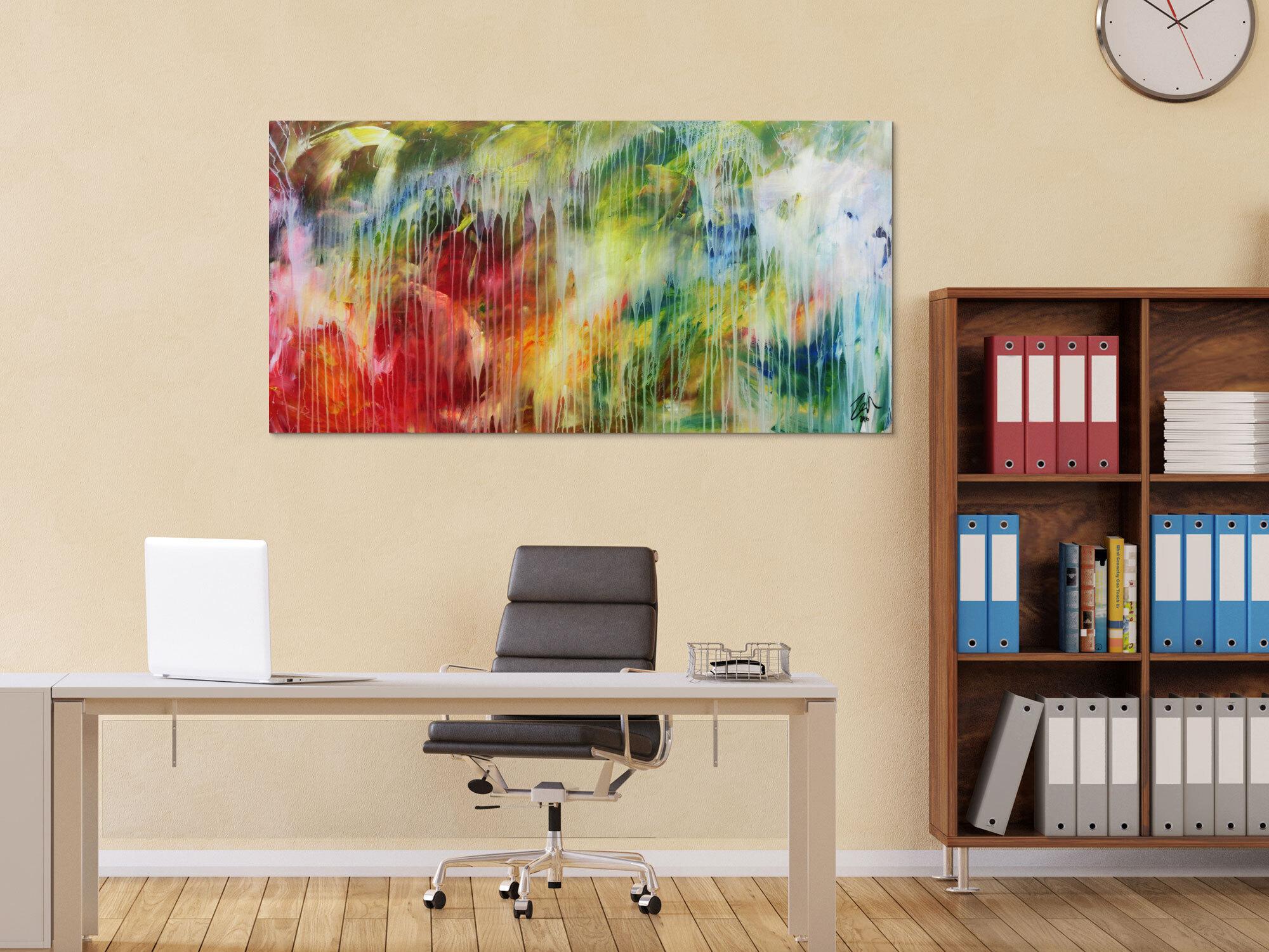 Modernes abstraktes Acrylbild bunt mit hellen Farben