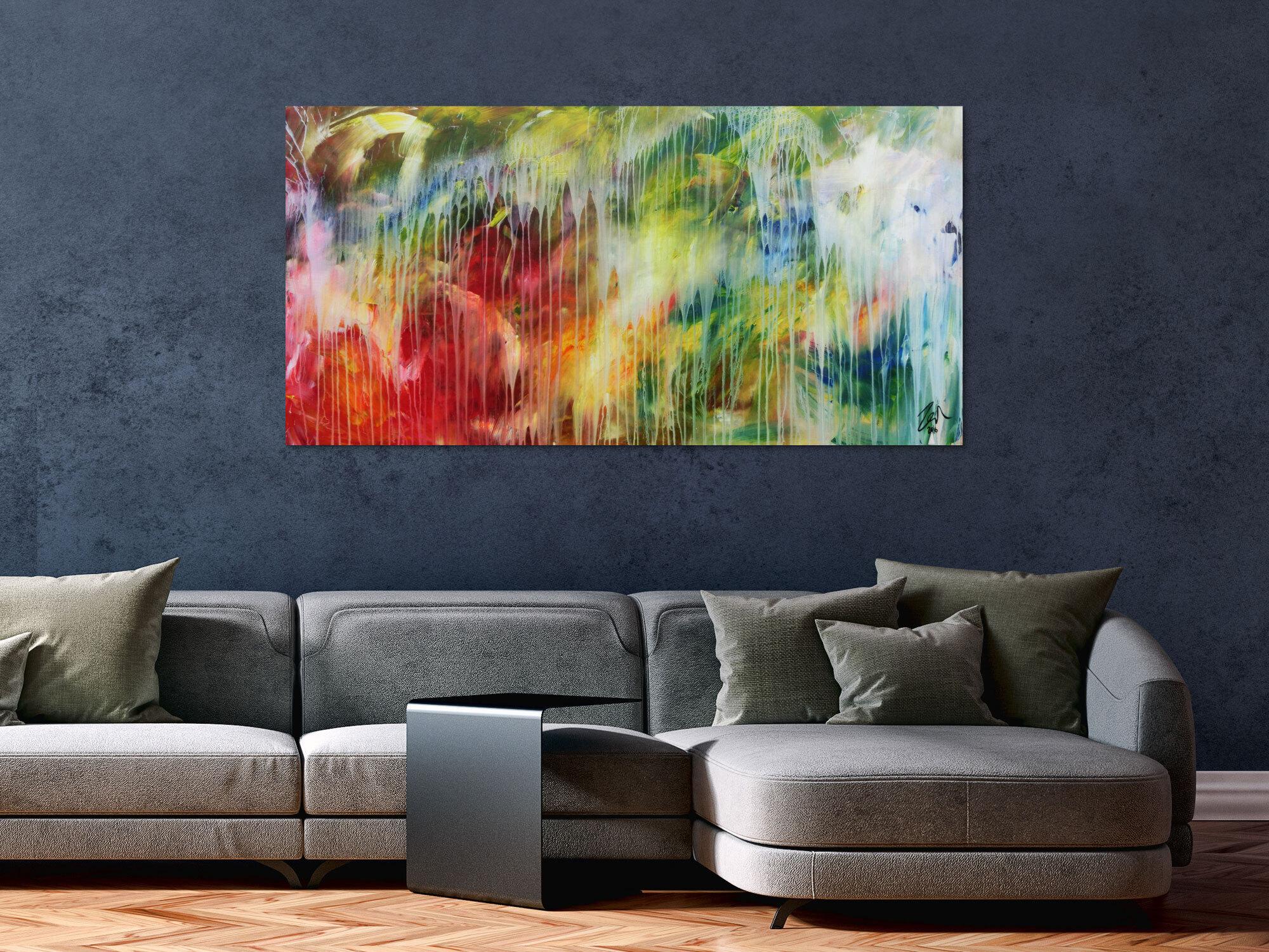 Modernes abstraktes Acrylbild bunt mit hellen Farben