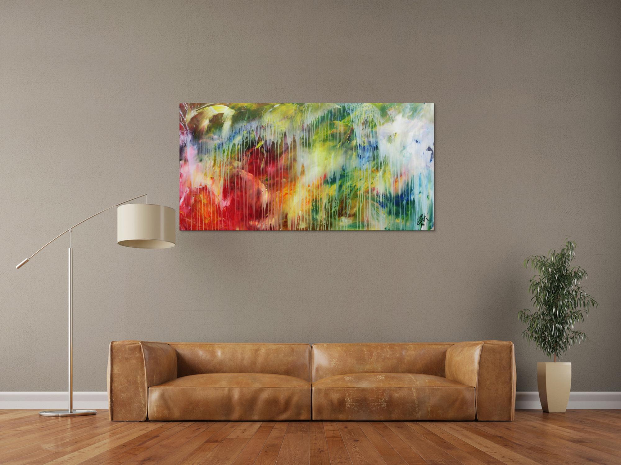 Modernes abstraktes Acrylbild bunt mit hellen Farben