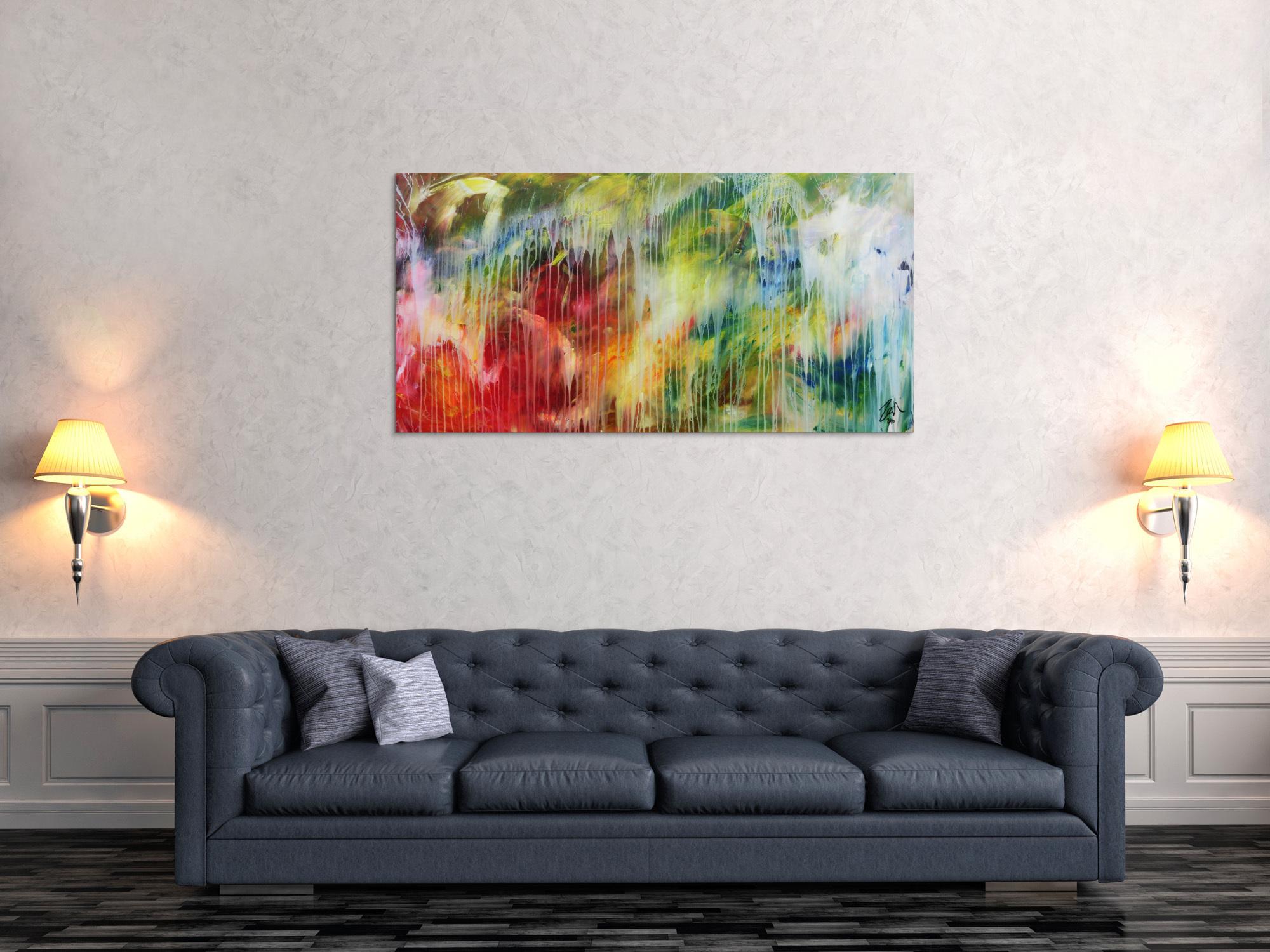 Modernes abstraktes Acrylbild bunt mit hellen Farben