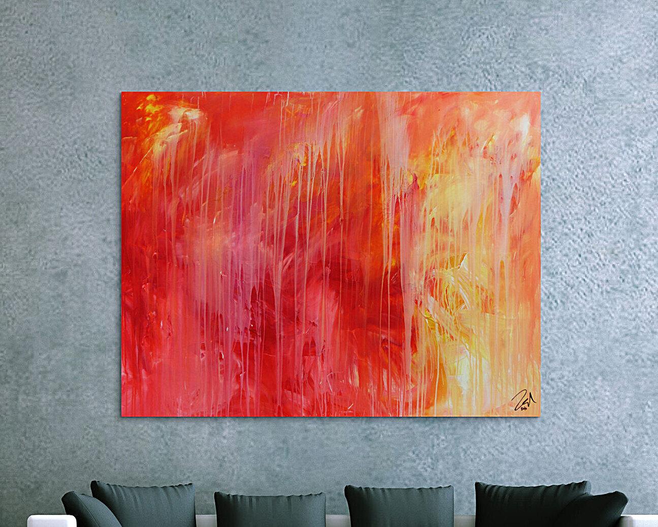 Abstraktes Kunstwerk in Rot und Orange