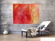 Abstraktes Acrylgemälde modern in rot orange und weiß