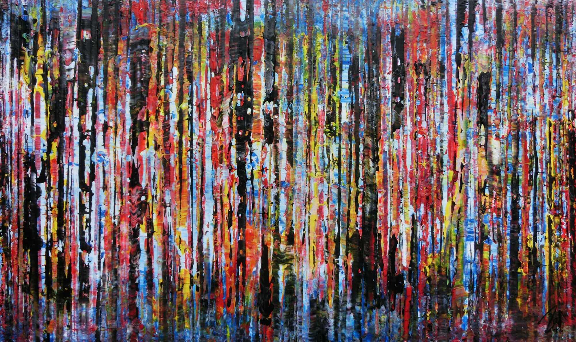 Sehr buntes Acrylbild abstrakte moderne Malerei