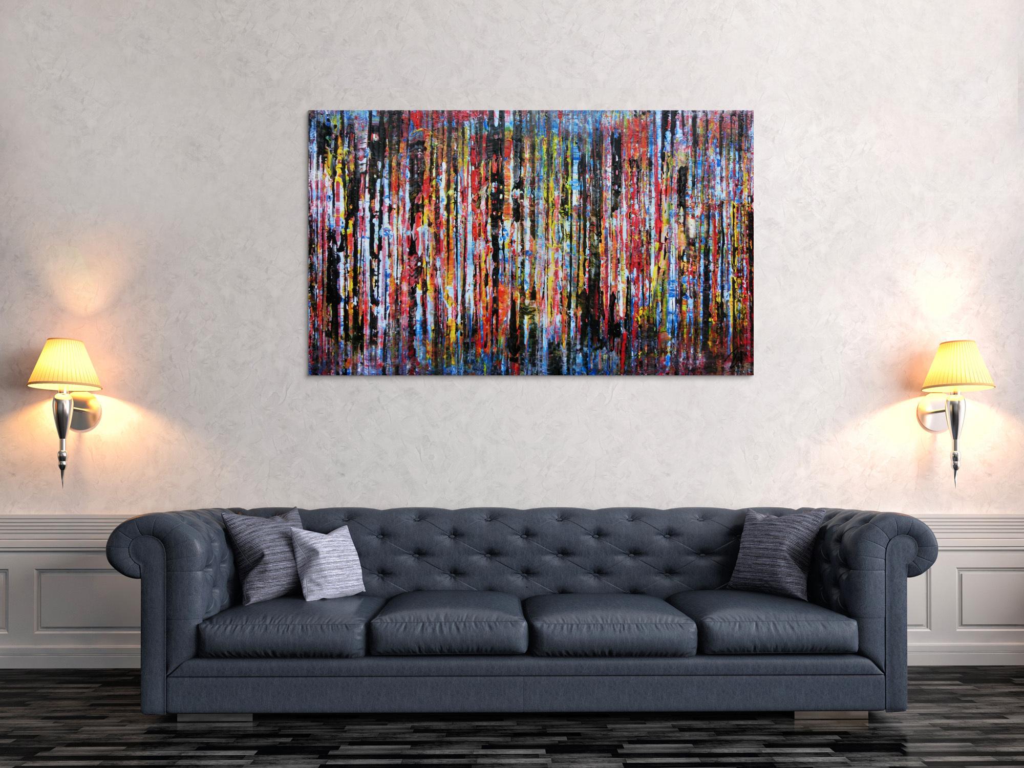 Sehr buntes Acrylbild abstrakte moderne Malerei