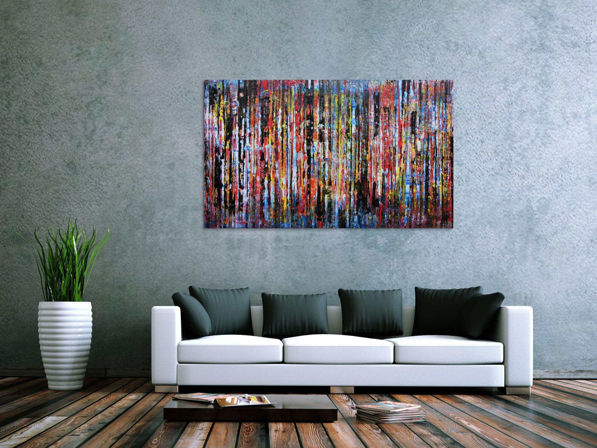 Sehr buntes Acrylbild abstrakte moderne Malerei