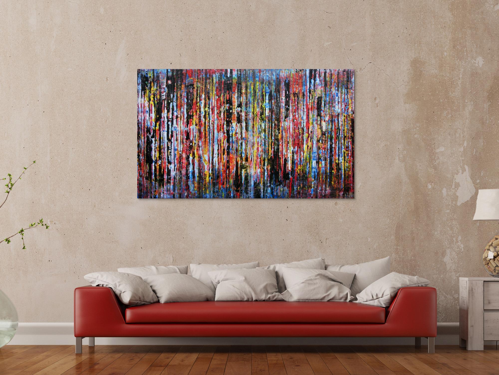 Sehr buntes Acrylbild abstrakte moderne Malerei