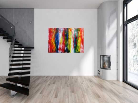 Sehr buntes modernes Acrylgemälde abstrakt mit vielen Farben