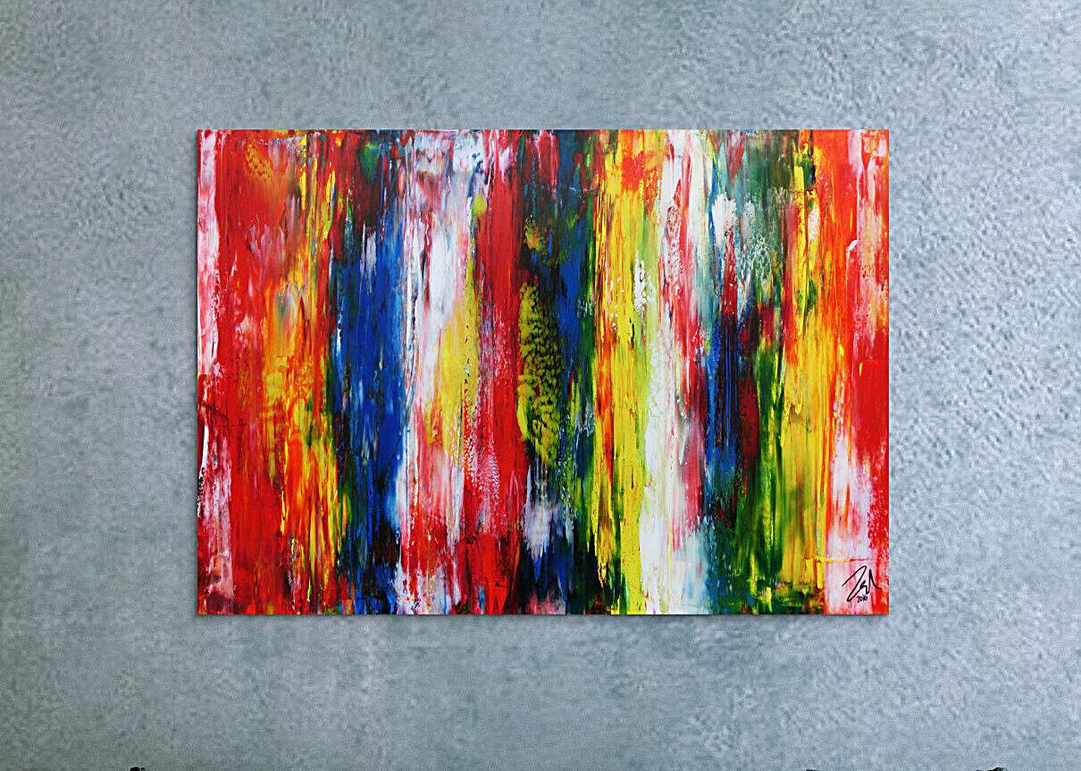 Abstraktes Kunstwerk in Rot und Orange