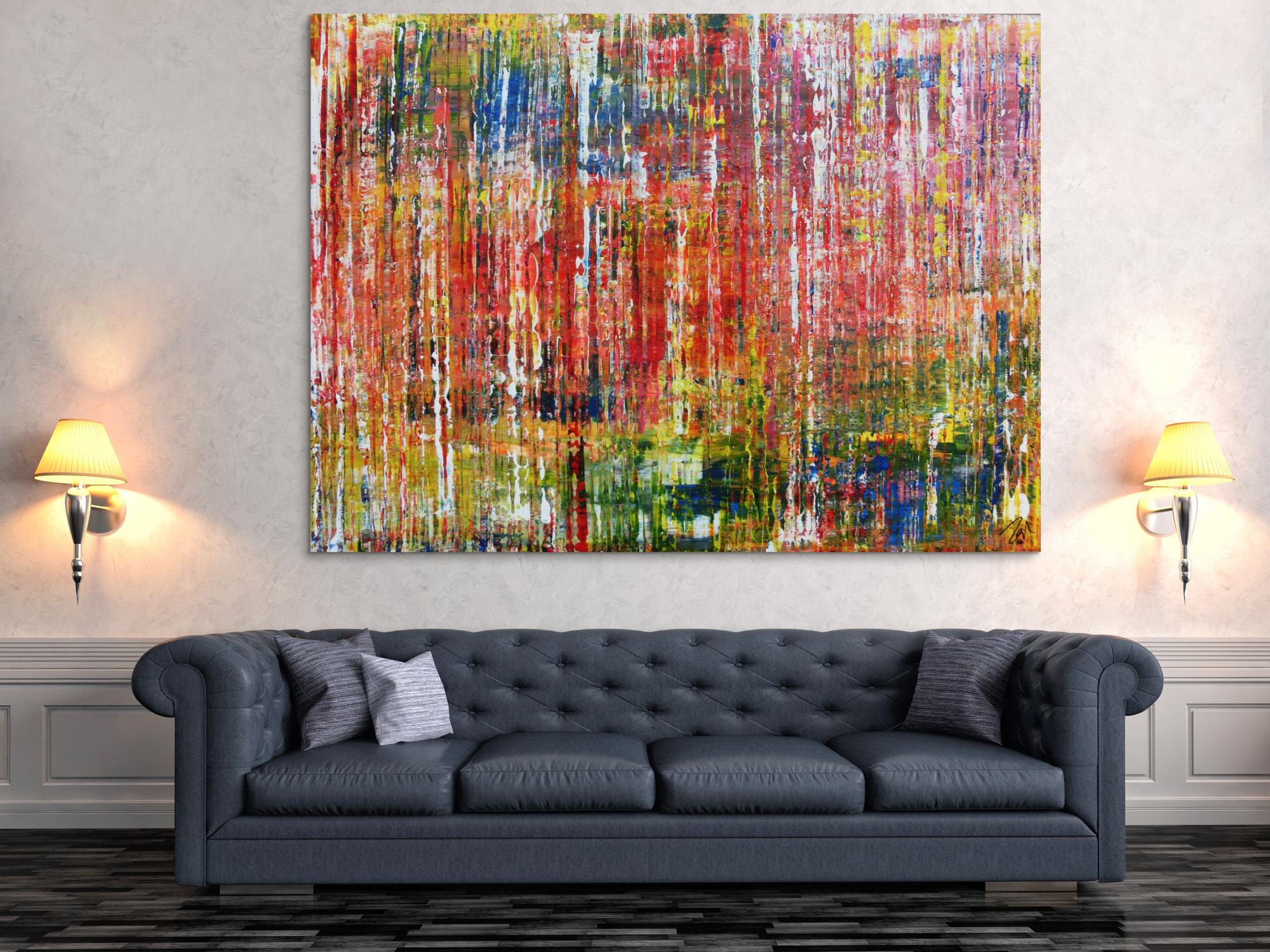 Buntes abstraktes Acrylbild sehr groß modern und zeitgenössisch