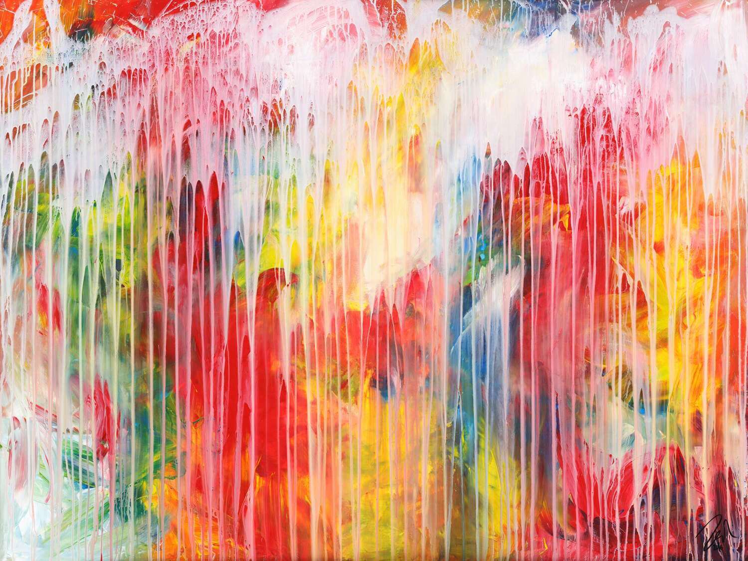 Abstraktes Gemälde auf Leinwand Modernes abstraktes Acrylbild modern mit sehr vielen Farben in 120x160cm von Alex Zerr