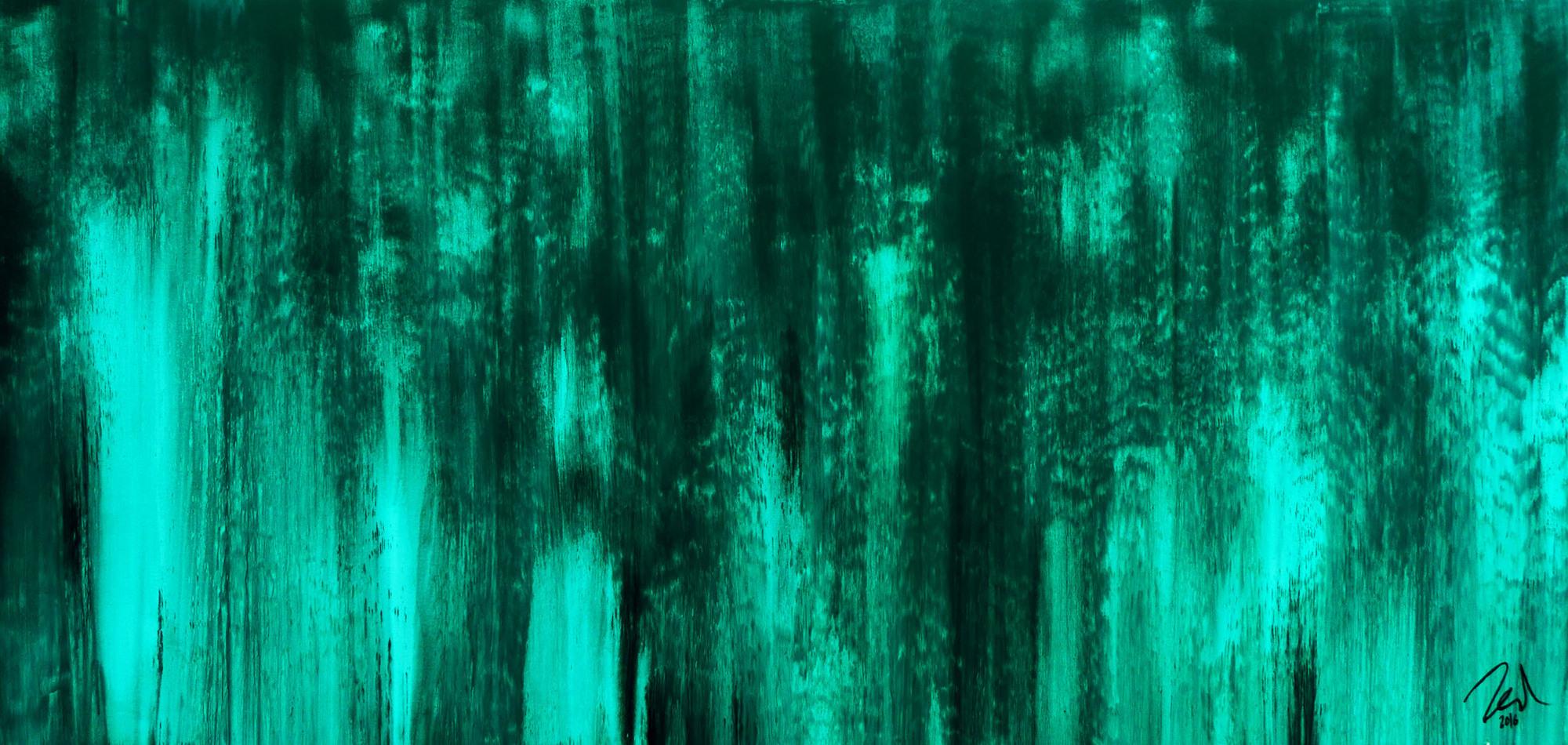 Abstraktes Acrylbild in türkis modern vintage Look