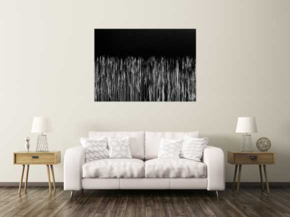 Minimalitisches abstraktes Acrylgemälde in schwarz weiß