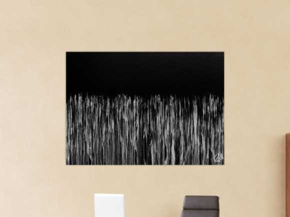 Minimalitisches abstraktes Acrylgemälde in schwarz weiß