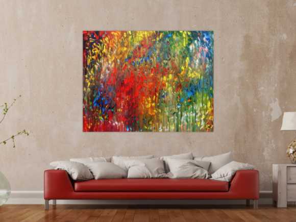 Sehr buntes abstraktes Acrylgemälde modern mit vielen Farben