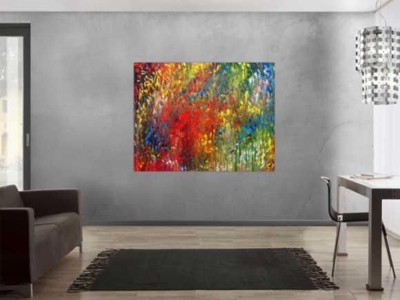 Sehr buntes abstraktes Acrylgemälde modern mit vielen Farben