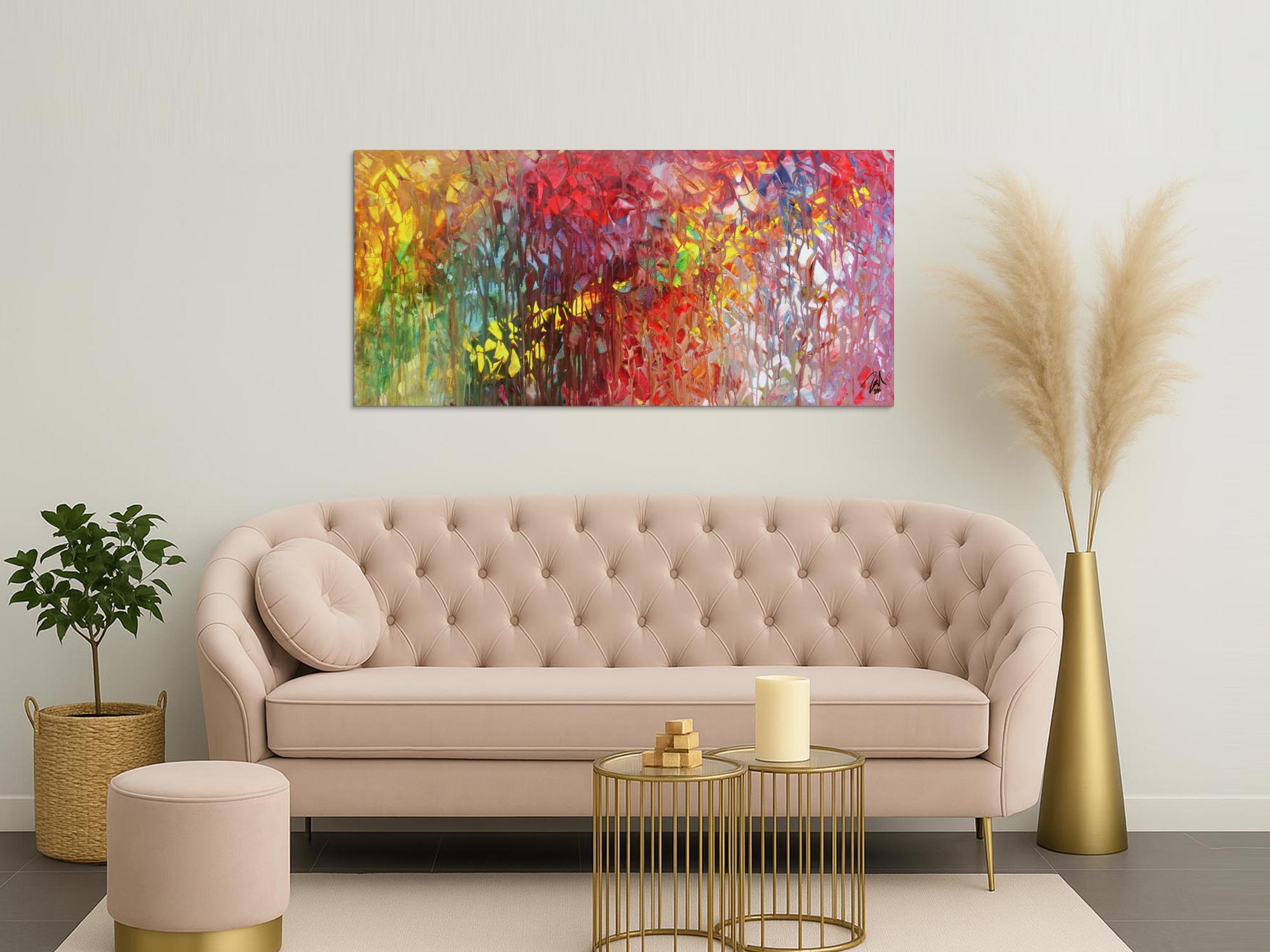 Abstraktes Acrylgemälde bunt modern mit vielen Farben