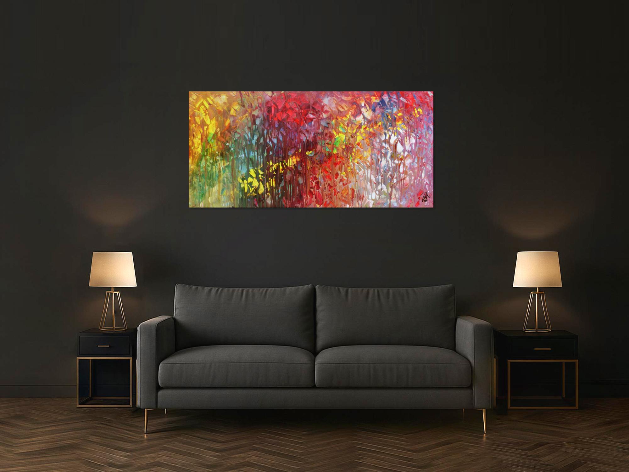 Abstraktes Acrylgemälde bunt modern mit vielen Farben