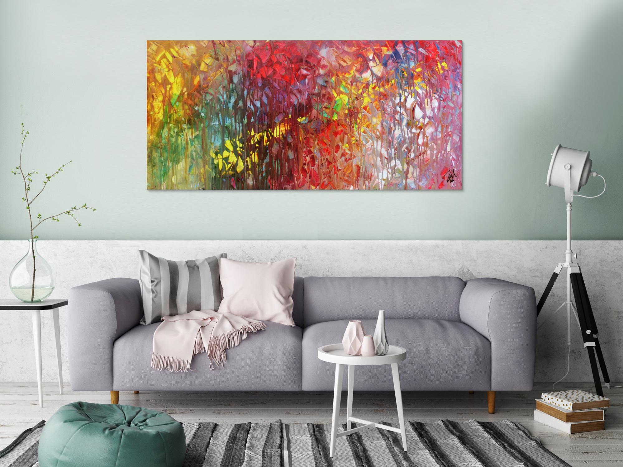 Abstraktes Acrylgemälde bunt modern mit vielen Farben