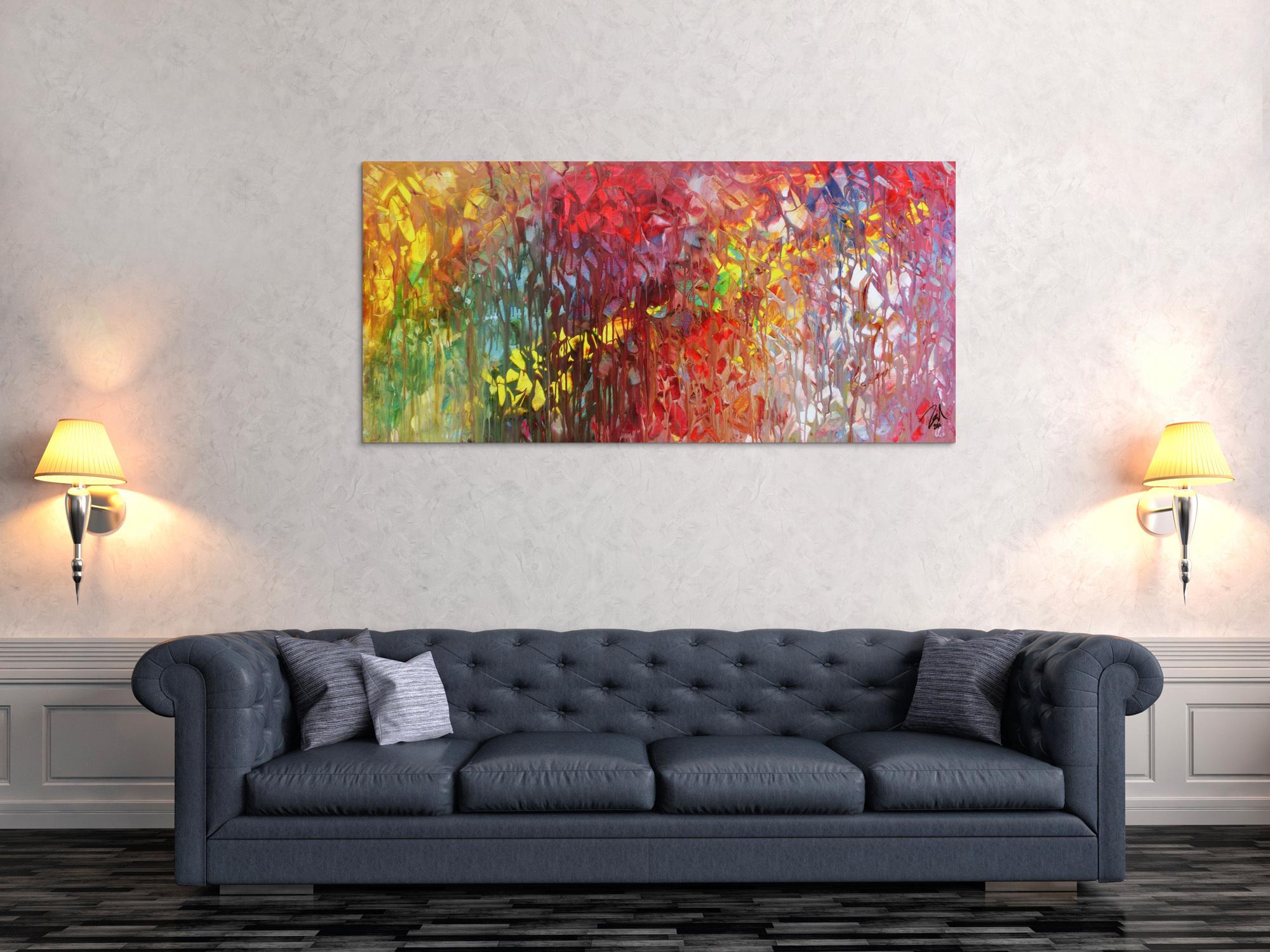 Abstraktes Acrylgemälde bunt modern mit vielen Farben