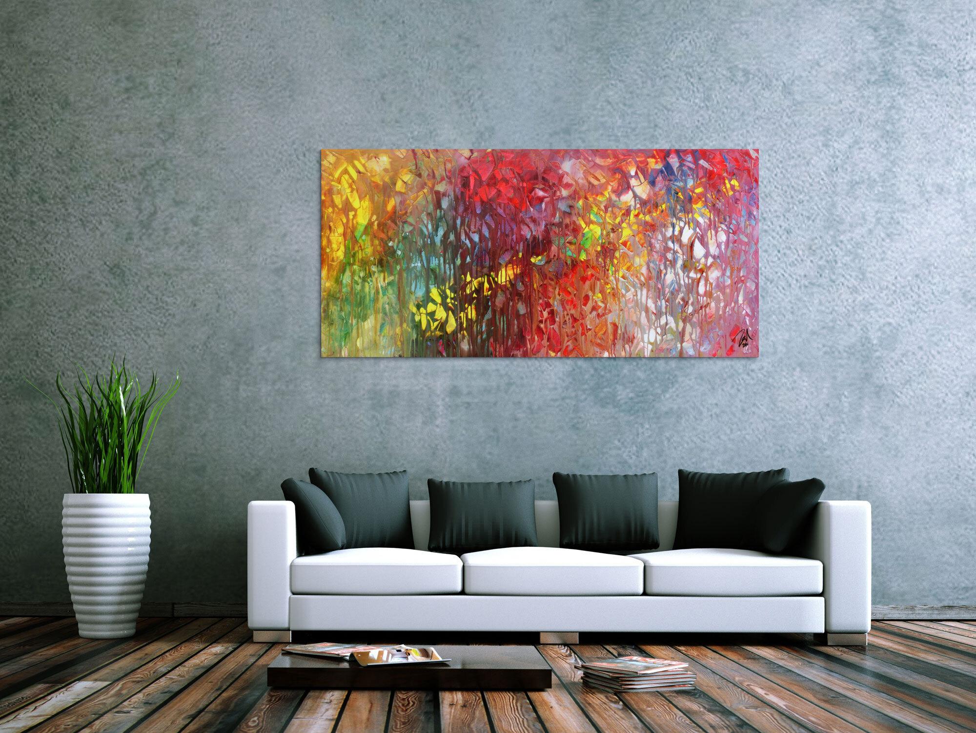 Abstraktes Acrylgemälde bunt modern mit vielen Farben