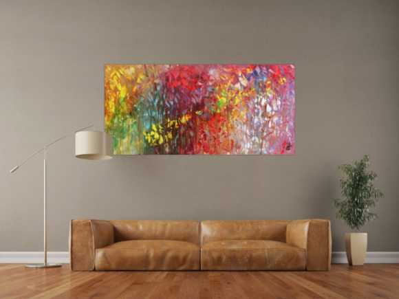 Abstraktes Acrylgemälde bunt modern mit vielen Farben