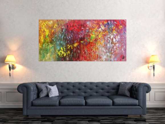 Abstraktes Acrylgemälde bunt modern mit vielen Farben
