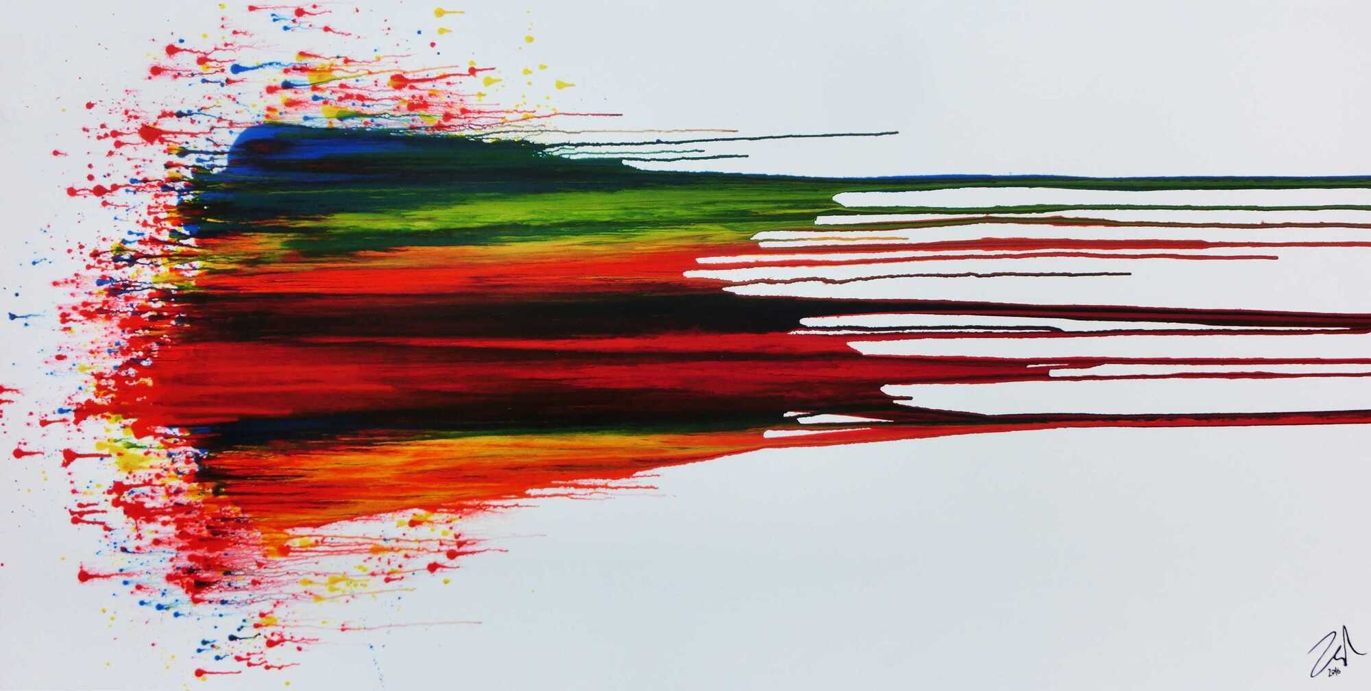 Modernes Acrylbild abstrakt bunt mit weißem Hintergrund
