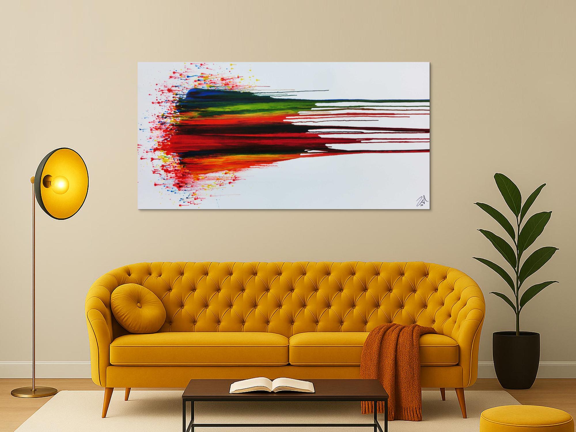 Modernes Acrylbild abstrakt bunt mit weißem Hintergrund