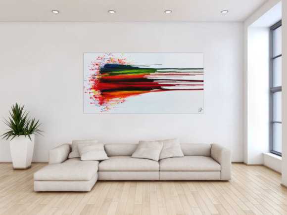 Modernes Acrylbild abstrakt bunt mit weißem Hintergrund